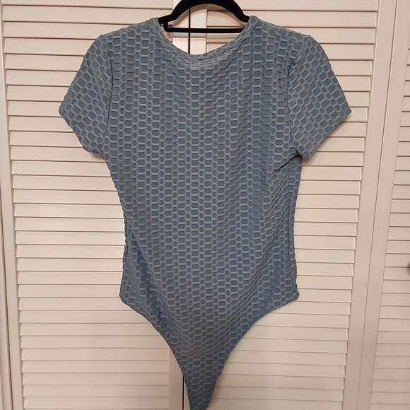 Fashion Nova Blue Textured Bodysuit - Picture 5 of 9